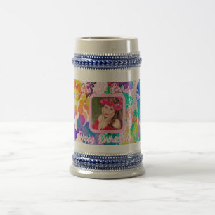 Bestes Geburtstagsfarbenes Bokeh Pink Foto Jumbo Bierglas