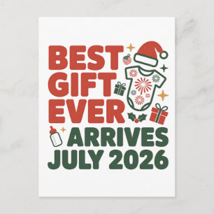 Bestes Geschenk Ankunft im Juli 2026 Weihnachtspaa Ankündigungspostkarte