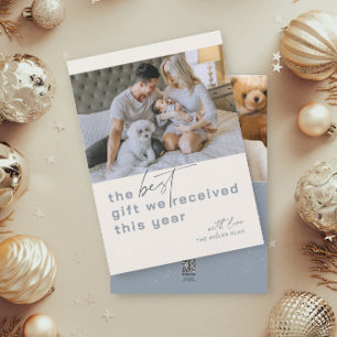 Bestes Geschenk Foto Blue Holiday Geburtstag Ankün Feiertagskarte