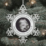 Bestes Geschenk für jedes ultrasound Baby Foto Bla Schneeflocken Zinn-Ornament<br><div class="desc">Feiern Sie das wertvolle Geschenk für Ihr neuestes Familienmitglied mit einem stilvollen Ein-Foto-Schneeflockendekor. Ein geschlechtsneutrales Design ist für einen neuen kleinen Jungen oder ein neues Mädchen geeignet. Aufnahme und Bild auf dieser Vorlage sind einfach zu personalisieren. (IMAGE & TEXT DESIGN TIPS: 1) Um die Position der Formulierung anzupassen, fügen Sie...</div>