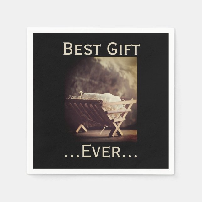 Bestes Geschenk für Weihnachten in Manger Serviette (Vorderseite)