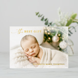 Bestes Geschenk Snow Vignette Voll Foto Weihnachts Folieneinladung