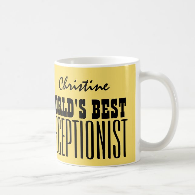 Bestes Gold die EMPFANGSDAME der Welt und Kaffeetasse (Rechts)
