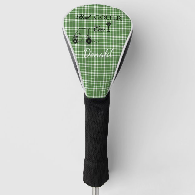Bestes Golfer Green Kariert Golf Headcover (Vorderseite)