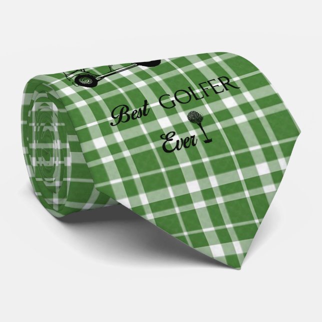 Bestes Golfer Green Kariert Krawatte (Gerollt)