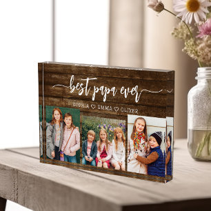 Bestes Holz Papa Grandpa Großkinder Foto Collage