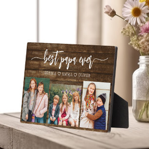 Bestes Holz Papa Grandpa Großkinder Foto Collage Fotoplatte