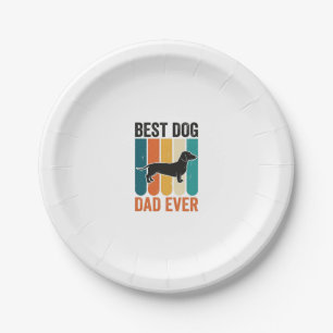 Bestes Hund Papa Aller Zeiten Vintage Dachshund T- Pappteller