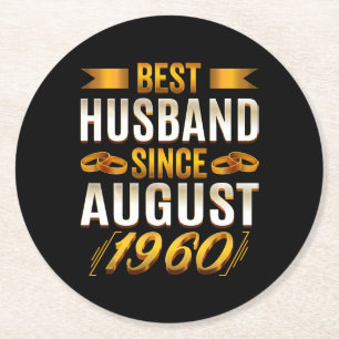 Bestes Husband seit August Funny 60 Jahre Jubiläum Runder Pappuntersetzer