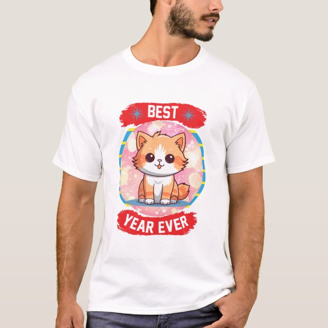 Bestes Jahr für Niedliches Kitty Pink Sparkle Hint T-Shirt (Vorderseite)
