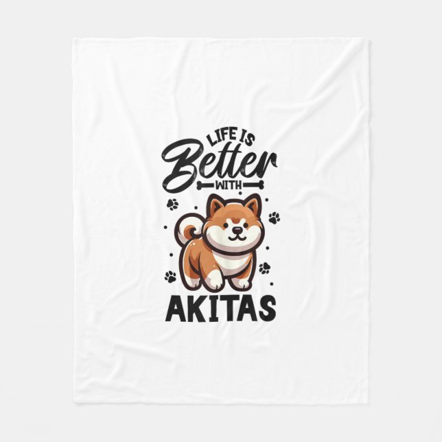 Bestes Leben mit Akita Fleecedecke (Vorderseite)