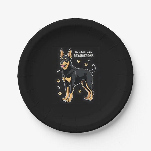 Bestes Leben mit Beauce Sheepdog Top Pappteller (Vorderseite)
