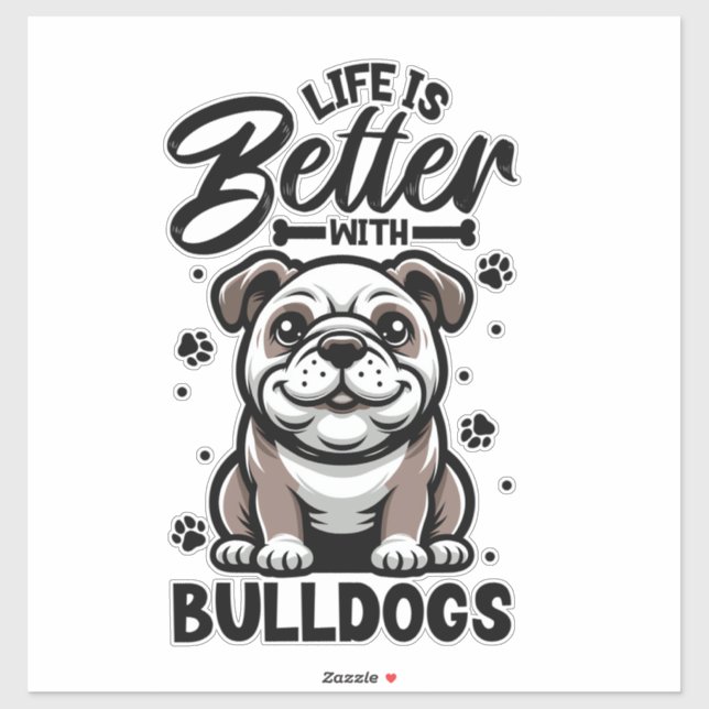 Bestes Leben mit Bulldog Aufkleber (Blatt)