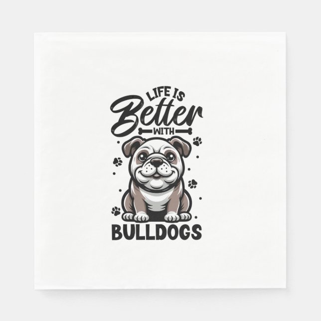 Bestes Leben mit Bulldog Serviette (Vorderseite)