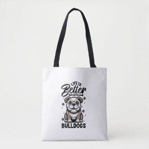 Bestes Leben mit Bulldog Tasche