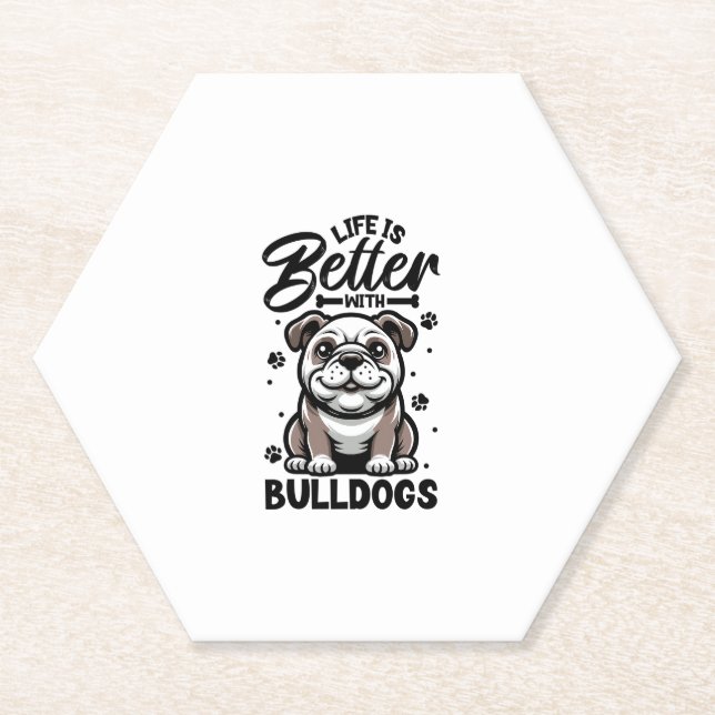 Bestes Leben mit Bulldog Untersetzer (Vorderseite)