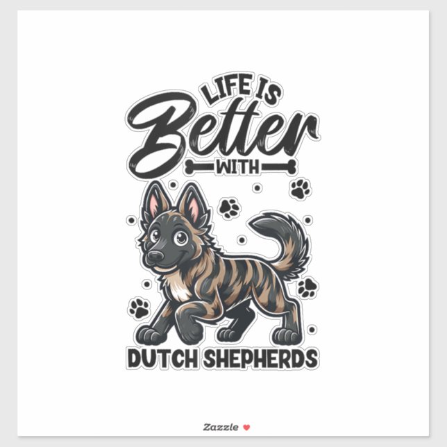 Bestes Leben mit Dutch Shepherd Aufkleber (Blatt)