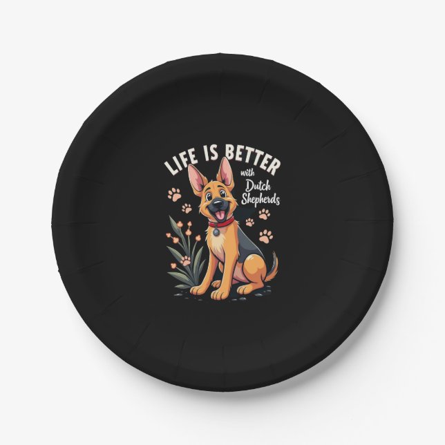 Bestes Leben mit Dutch Shepherd Tank Top Pappteller (Vorderseite)