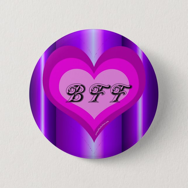 Bestes lila Herz der Freunde für immer Button (Vorderseite)