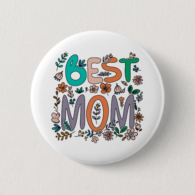Bestes Mama Floral Button (Vorderseite)