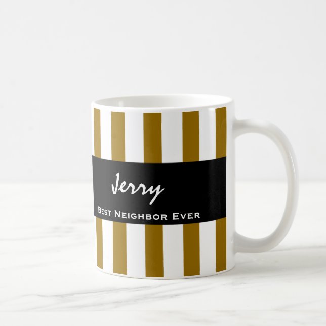 Bestes NACHBAR-überhaupt GOLD Stripes Kaffeetasse (Rechts)
