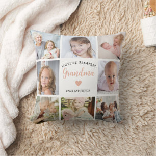 Bestes Oma Collage Rosa Herz Kissen