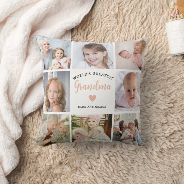 Bestes Oma Collage Rosa Herz Kissen (Decke)