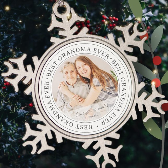Bestes Oma je Modernes Klassisches Foto Schneeflocken Zinn-Ornament (Von Creator hochgeladen)