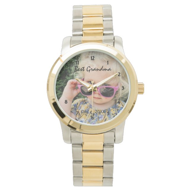 Bestes Oma Personalisiert Foto Armbanduhr (Vorderseite)