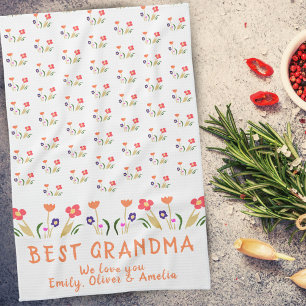 Bestes Oma Summer Blume Muster Zeichnend Geschirrtuch