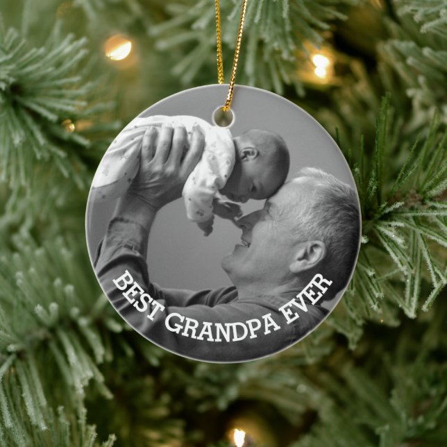 Bestes Opa-Foto-Familienbild Keramik Ornament (Baum)