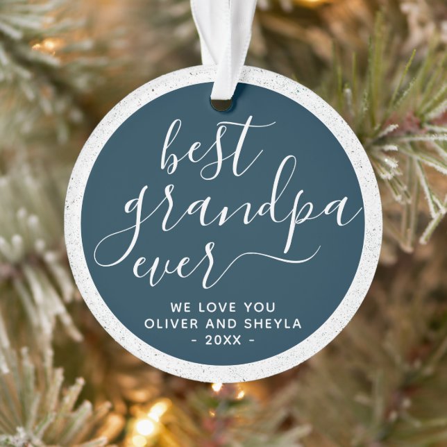Bestes Opa-je-Script-Foto auf der Rückseite Keepak Ornament (Baum)