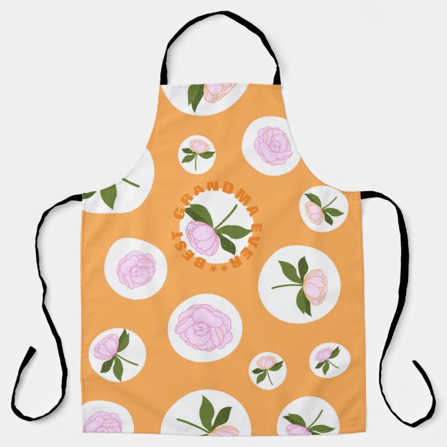 Bestes Orange Pink Blume Muster für Oma je Schürze (Vorderseite)