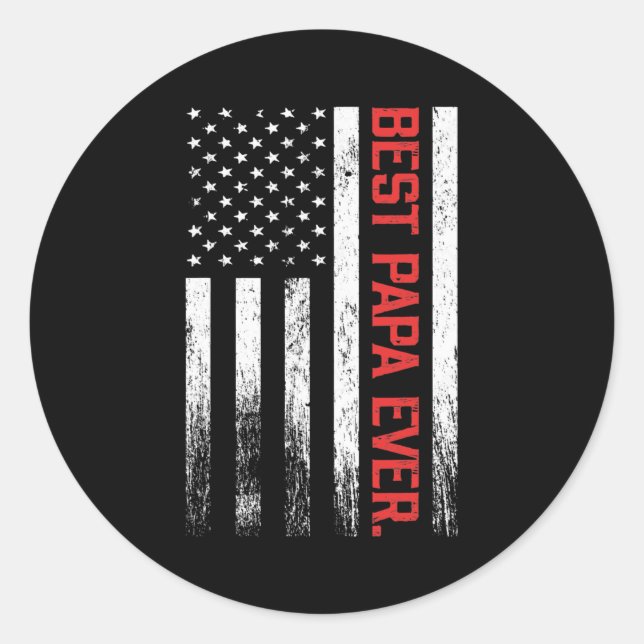 Bestes Papa-Geschenk der US-amerikanischen Flagge  Runder Aufkleber (Vorderseite)