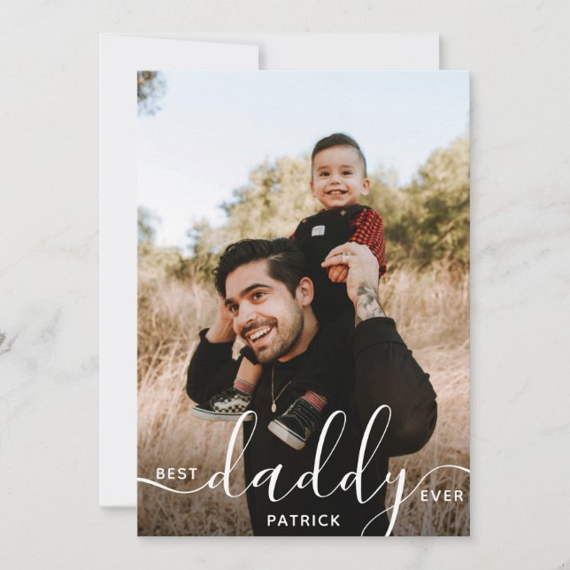 Bestes Papa je Individuelle Name Foto Geschenk für Karte (Vorderseite)