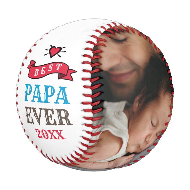 Bestes Papa-jemals-Zitat Vater und Baby-Foto Baseball (Schrägansicht)