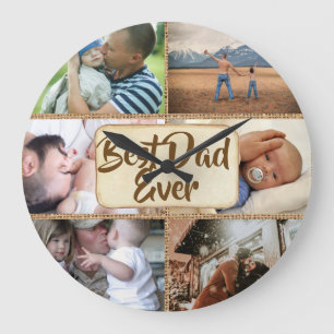 Bestes Papa-Jute-Bild je DIY 6 Foto Große Wanduhr