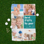 Bestes Papa von Par | Foto Collage Vatertag Golfhandtuch<br><div class="desc">Geben Sie Ihrem Golfprofa ein Vatertag Geschenk, das er stolz auf dem Golfplatz nutzen kann! Das perfekte Geschenk für jeden Papa (kann für jeden Papa-Mönch angepasst werden - Papa, Opa, Opa, Grampa, Grampa, Grampen, Grampe, Pfeffer, Pappou, Poppop, Abuelo etc.). Laden Sie Ihre digitalen Fotos hoch, um ein Geschenk, das er...</div>