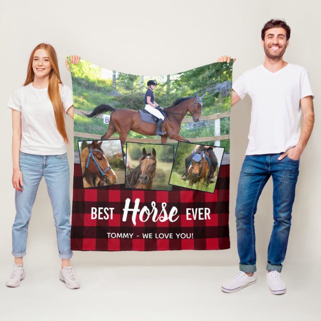 Bestes Pferd je Red Buffalo Karierte FotoCollage Fleecedecke (Beispiel)