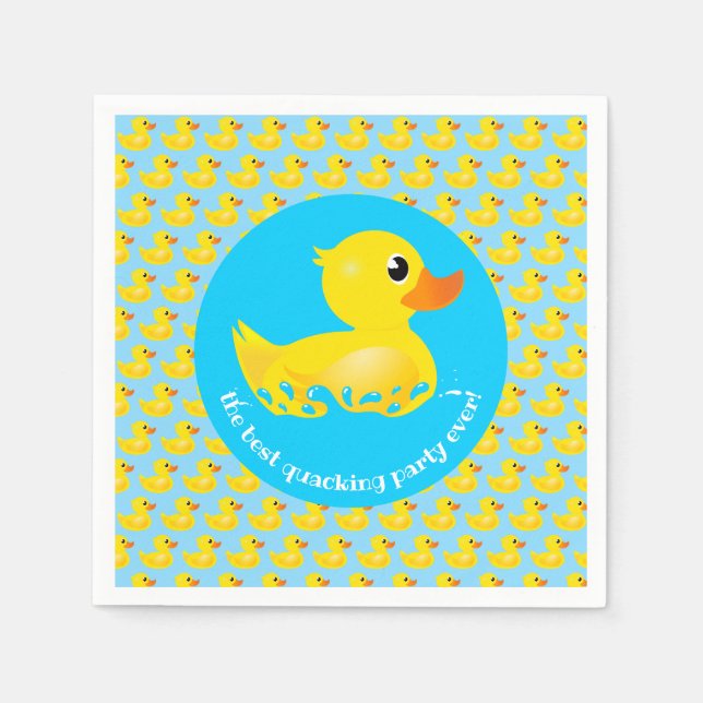 'Bestes Quacking Party je' Niedliche Gelbe Gummien Serviette (Vorderseite)