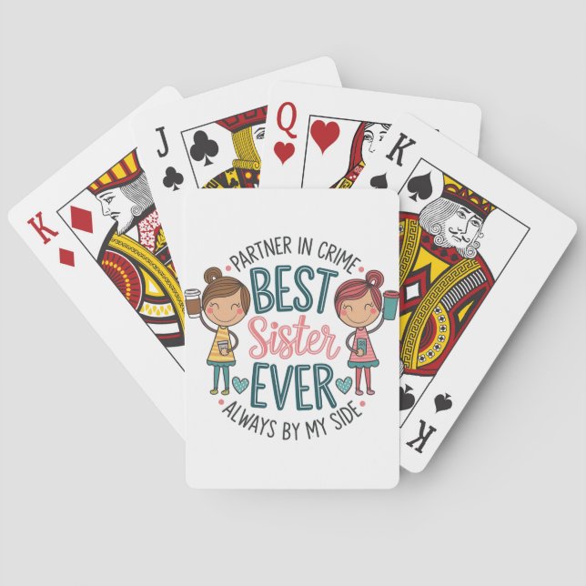 Bestes Schwesterdesign - Kunst feiern Sieben Spielkarten (Rückseite)