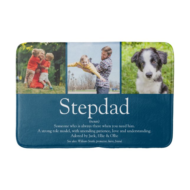 Bestes Stepfather Stepdad je Definition Foto Blau Badematte (Vorderseite)