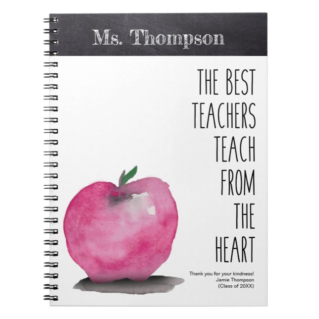 Bestes Teacher-Zitat Apple WaterColor Notizblock (Vorderseite)