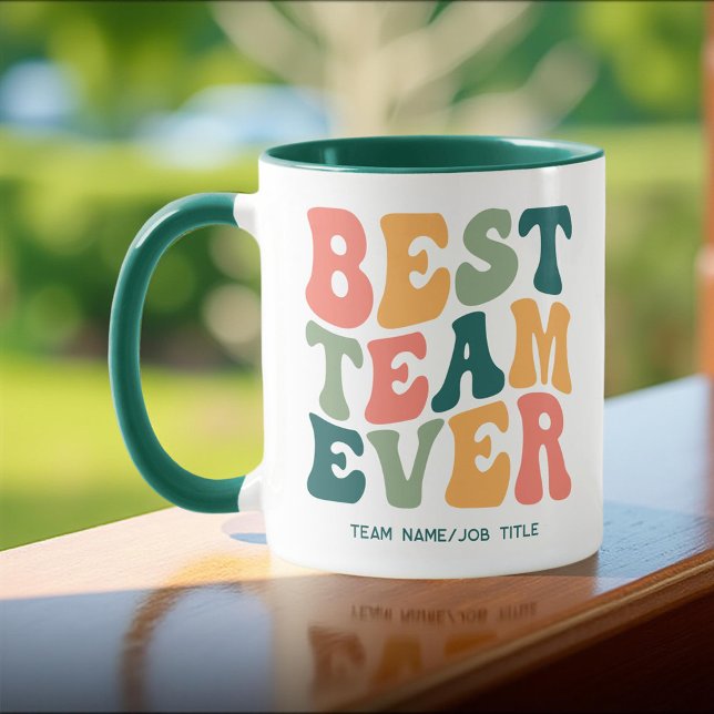 Bestes Team je, farbenfroher, maßgeschneiderter Te Kaffeetasse (Von Creator hochgeladen)