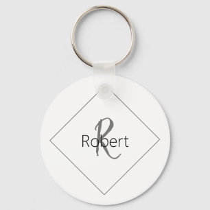 Bestes trendy Minimalistisch White Black Monogram Schlüsselanhänger