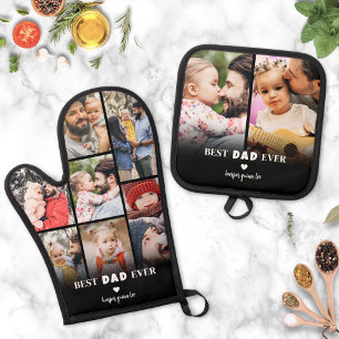 Bestes Vater-Foto Ofenhandschuh & Topflappen-Set