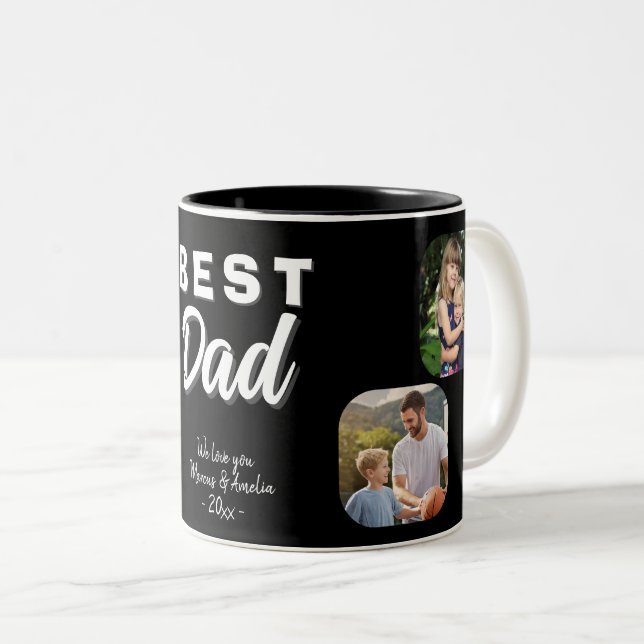 Bestes Vater Vater 4 Familie Foto Zweifarbige Tasse (VorderseiteRechts)