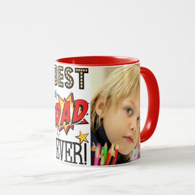 Bestes Vaterüberhaupt Superhero-Gewohnheits-Foto Tasse (VorderseiteRechts)