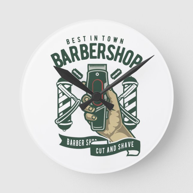 Bestes Vintages Barbershop-Logo Runde Wanduhr (Vorderseite)