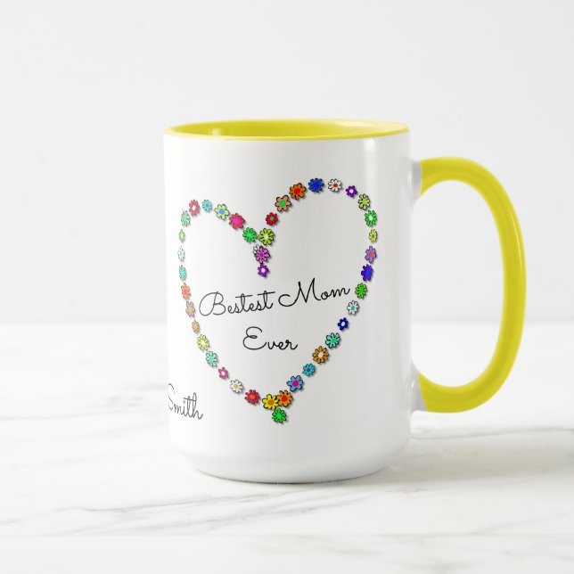 Bestest Mama-überhaupt personalisierter Name - Tasse (Rechts)
